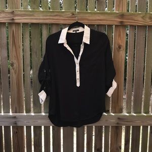 Black Blouse with whit trim